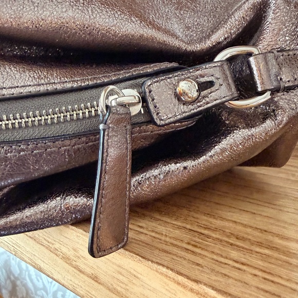 Coach Satchel Pewter Metallic Leather w/ 2 Hangtags Silver 2010 #14976 EUC - Picture 11 of 16